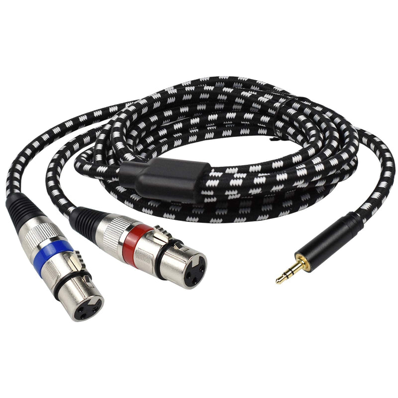  [AUSTRALIA] - Mugteeve Dual XLR Female to 3.5mm 1/8 Stereo Mic Cable, 2 XLR Y Splitter Cord to 1/8 Inch Mini Headphone Jack TRS Adapter,OFC Shield, for Mixer and PC Connection, Livestream, Broadcast-10Feet 10Feet
