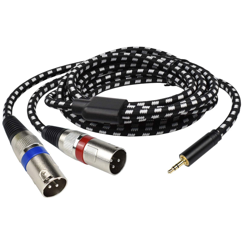  [AUSTRALIA] - Mugteeve Dual XLR to 1/8 Stereo AUX Cable, Double XLR Male y Splitter Cord to 3.5mm TRS Mini Headphone Jack, OFC Shield no Hum no Buzz, for Studio Monitor Speakers, Laptop, DMX Adapter-10feet 10Feet