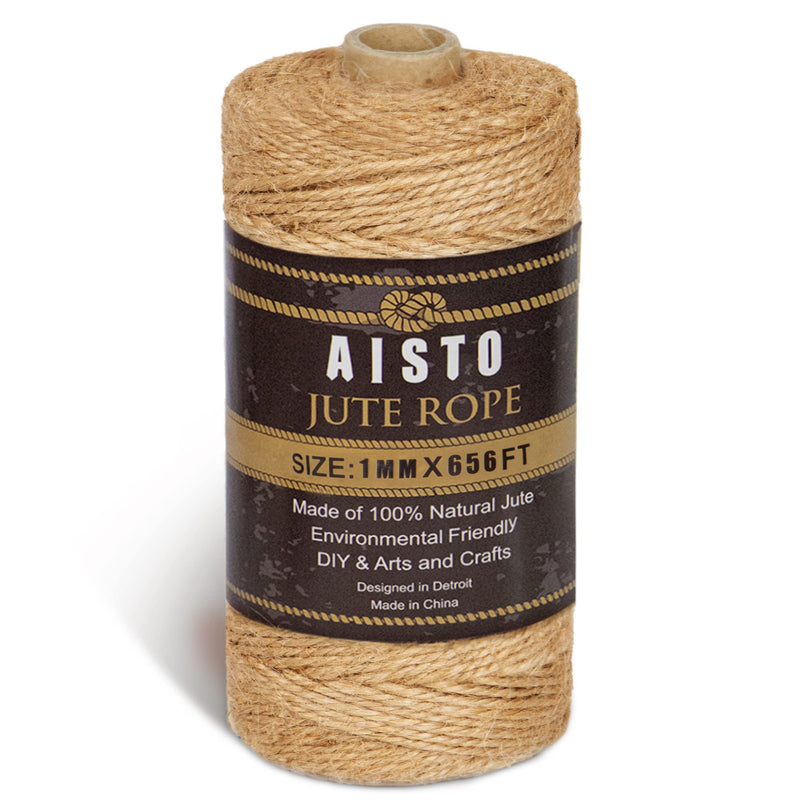  [AUSTRALIA] - Twine String 1mm 656ft Twine Rope for Crafts Burlap String Natural Jute Twine String Thin Rope for DIY Arts Crafts,Gift Wrapping, Industrial Packing, Gardening, Bundling, Decorating (Brown)