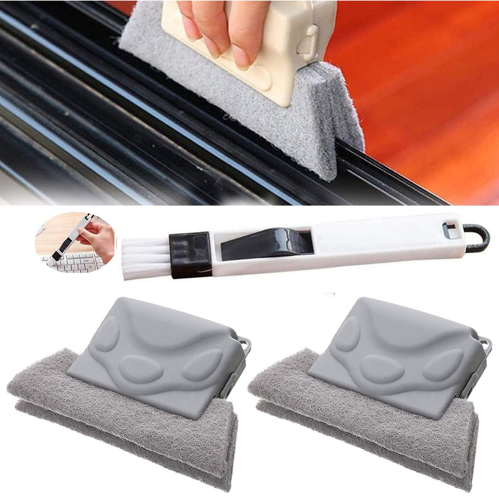  [AUSTRALIA] - Magic Window Cleaning Brush With Crevice Brush, Hand-held Crevice Cleaner Tools Window Track Door Cleaner Slot Brush Window Groove Gap Door Track Cleaning Brushes(3PCS) A