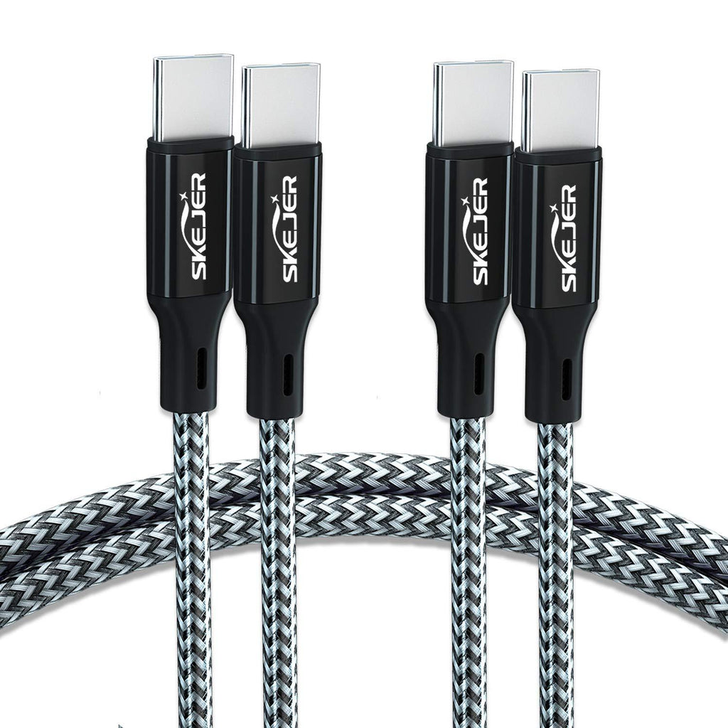 USB C to C Charger Cable, Fast Charging and Syncing, Nylon Braided Cord Max 60W 3A Type C Charger，SKEJER【2 Pack】 3.3ft+3.3ft,Black Black - LeoForward Australia