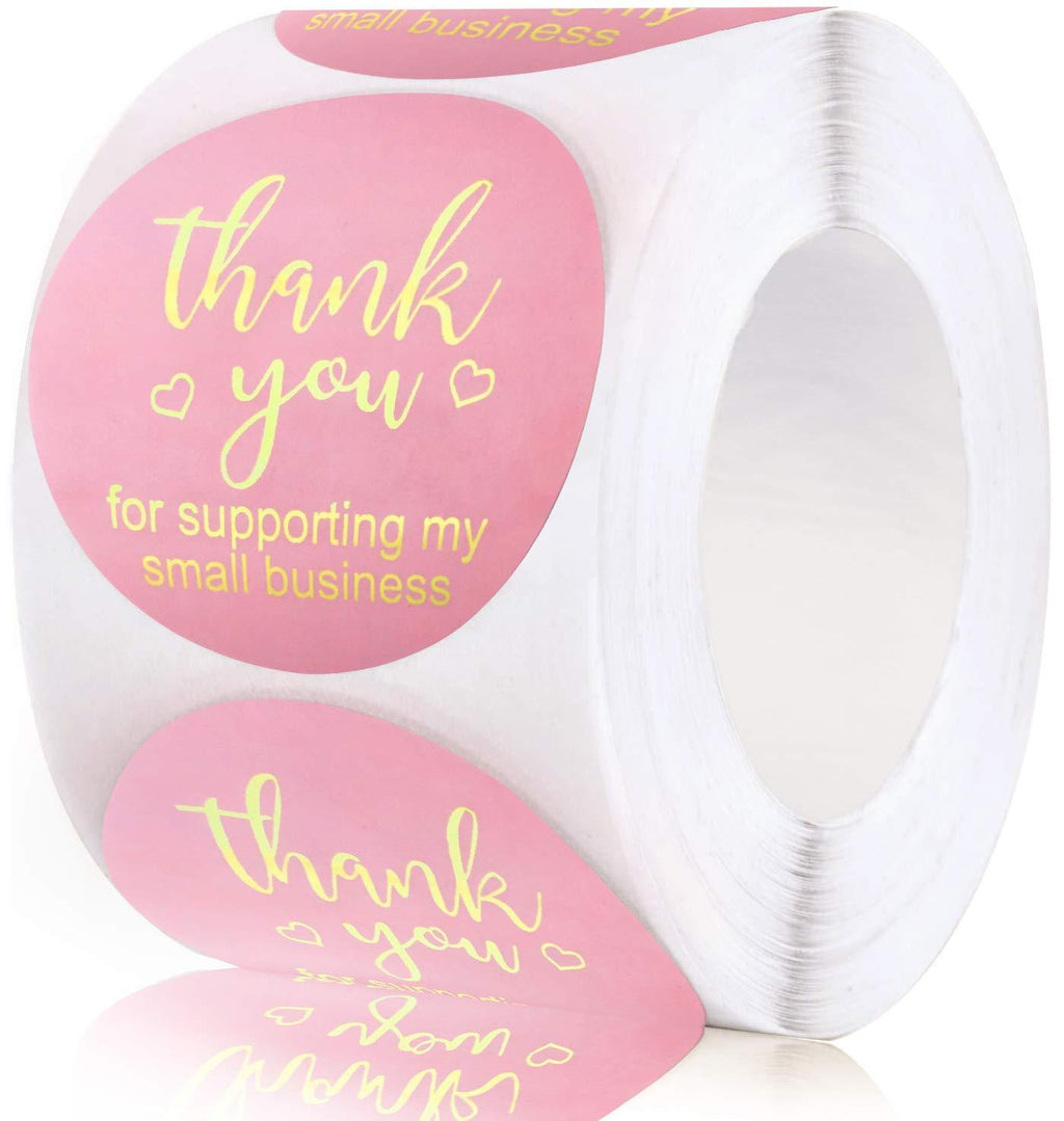 2.0in Thank You Stickers,Roll of 500 Thank You for Supporting My Small Business Sticker Labels,Adhesive Thank You Round Label Stickers for Gift Packaging,Greeting Card,Bouquet,Mailer&Retail Bag,Pink 2in Pink - LeoForward Australia