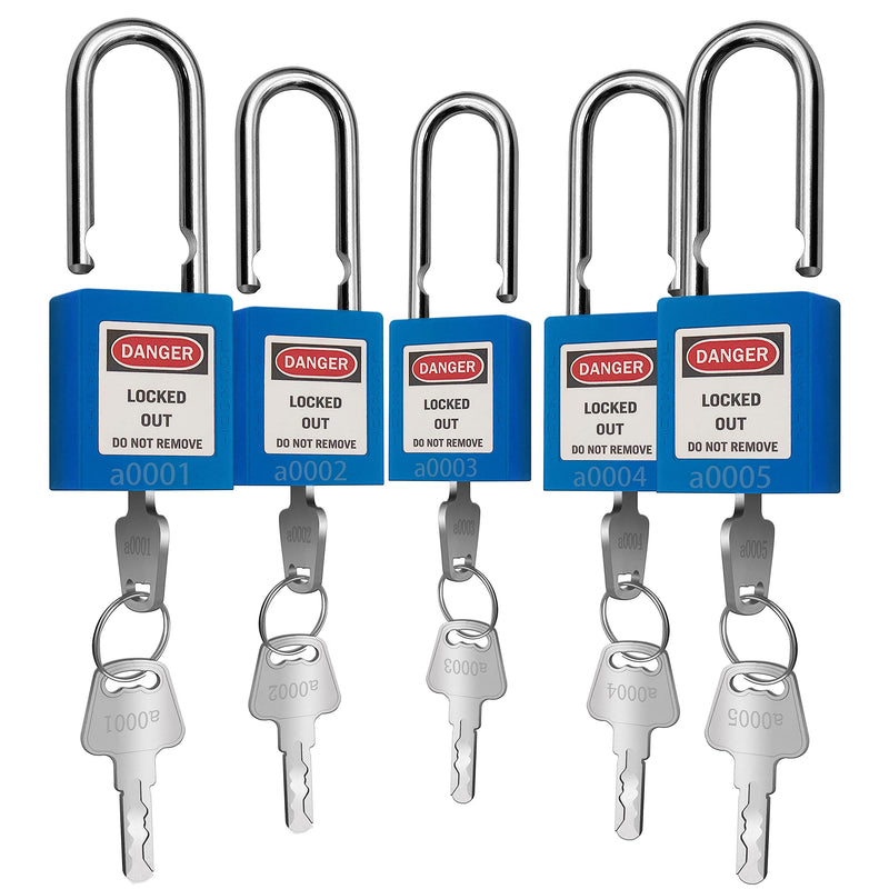  [AUSTRALIA] - Lockout Tagout Lock 5pcs Set Loto Product Padlocks for Lock Out Tag Out Stations and Devices (Blue, Key Alike) Blue