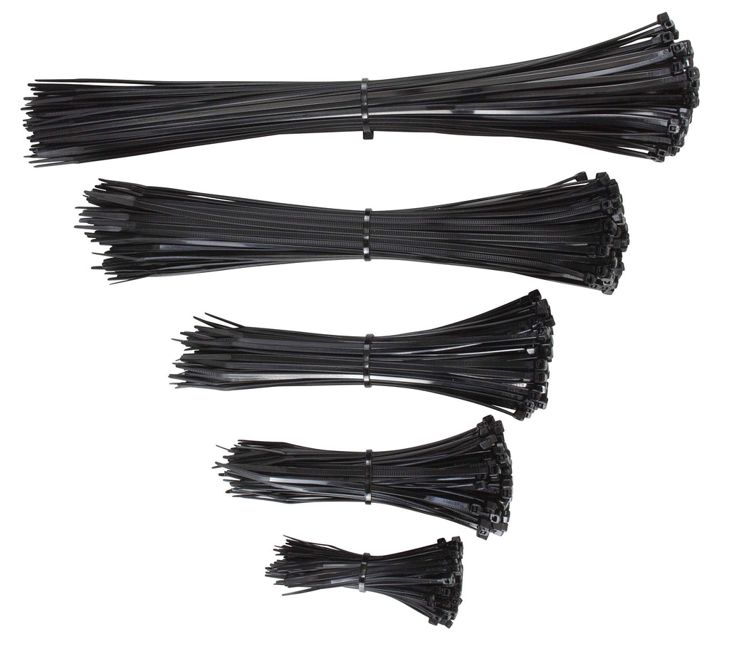  [AUSTRALIA] - GTSE Black Zip Ties 4+6+8+12+14 Inch, 500 Pack, 18lb & 40lb Strength, UV Resistant Small Nylon Cable Ties, Self-Locking Tie Wraps