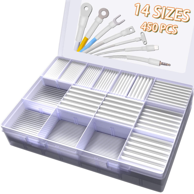  [AUSTRALIA] - Heat Shrink Tubing Kit,14 Sizes White Heat Shrink Tube, Shrink Ratio 2:1 Electrical Shrink Tubing Wire Wrap Industrial Shrink Tubes Assortment for Wires Repairs, Soldering, Automotive Wiring Multiple Sizes 2 -White