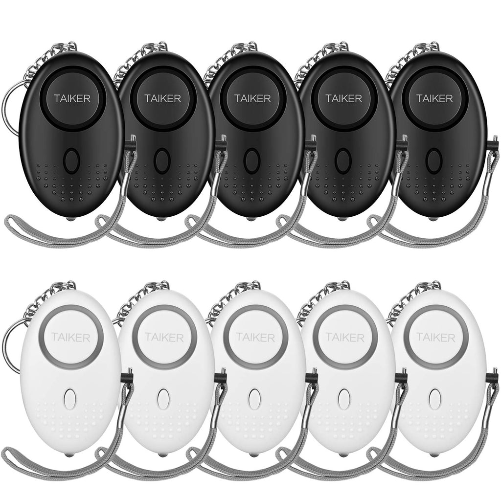  [AUSTRALIA] - Personal Alarm for Women, 10 Pack 140DB Emergency Self-Defense Security Alarm Keychain with LED Light for Women Kids and Elders Black & White