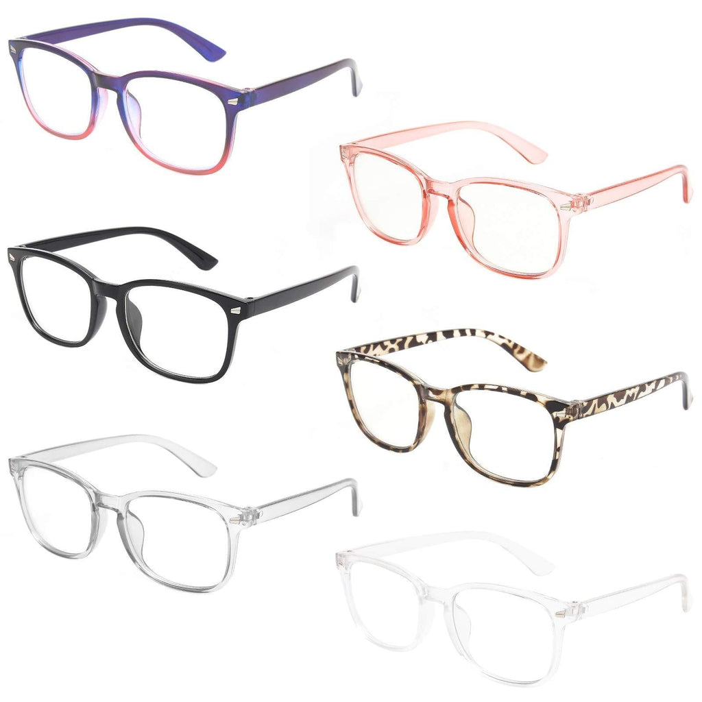  [AUSTRALIA] - MIGSIR 6 Pack Blue Light Blocking Glasses for Computer Gaming, Fashion Fake Anti Eye Strain Eyeglasses for Women Men 6 Pack Mix