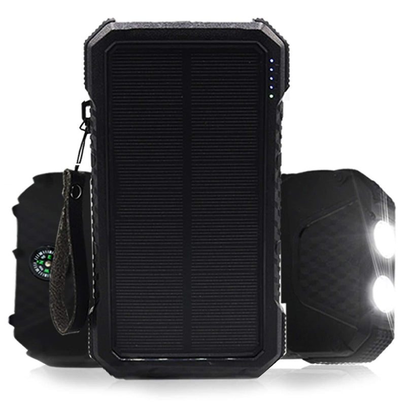 Solar Charger 30,000mAh, Dualpow 3.5A Quick Charge 4 USB Outputs 1 Type C Portable Solar Battery Charger External Battery Pack Phone Charger Power Bank with Flashlight (Black) - LeoForward Australia