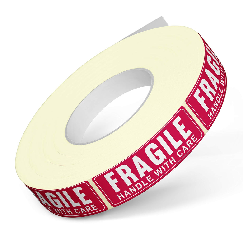 1” X 3” Fragile Handle with Care Warning Stickers, Fragile Tape for Packing and Shipping, Permanent Adhesive Labels 1000 Per Roll (1 Pack) - LeoForward Australia