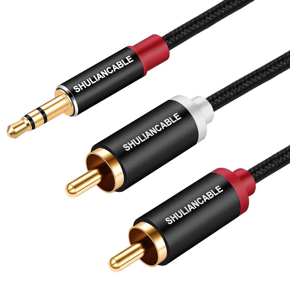 SHULIANCABLE 3.5mm to 2RCA Audio Cable, Audio Auxiliary Adapter Stereo Splitter Cable AUX RCA Y Splitter for Smartphone, MP3,Speakers, Tablet, HDTV,Home Theater (1.6Ft/0.5M) 1.6Ft/0.5M - LeoForward Australia