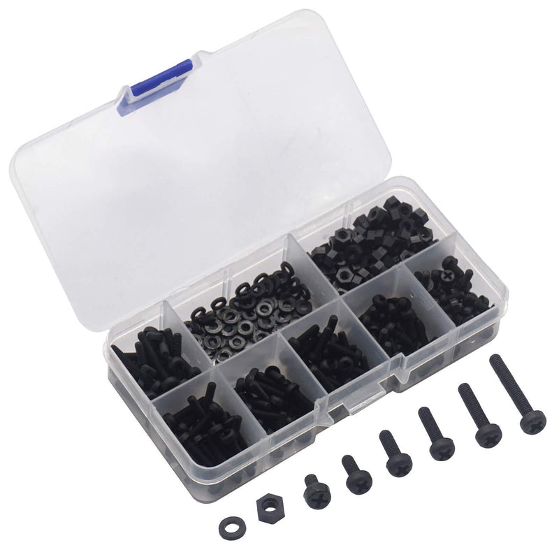 350Pcs ShareGoo M3 Nylon Screws Bolts and Nuts M3 Hex Screws M3 Washers Spacer Standoff Hardware Assorted Kit for RC FPV Drone Audunio PCB Board - LeoForward Australia