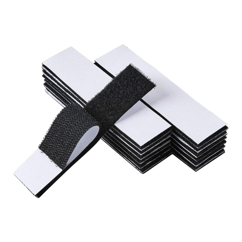  [AUSTRALIA] - Black 15 Sets 1x4 inch Hook and Loop Strips with Adhesive, Strong Back Adhesive Interlocking Fasten Mounting Tape for Home or Office Use - Instead of Holes and Screws CTMST-Black