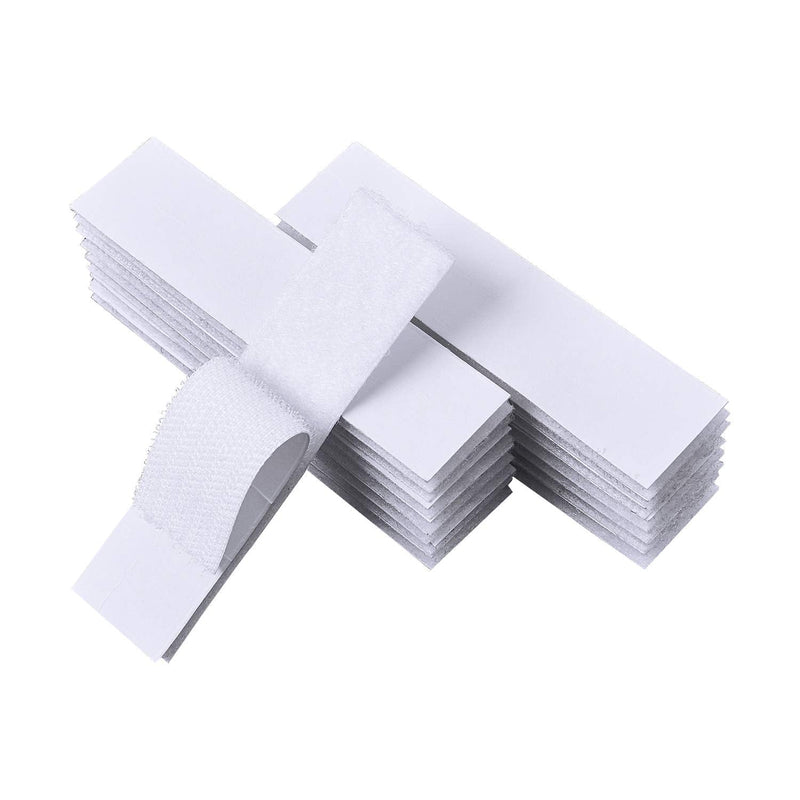  [AUSTRALIA] - White 15 Sets 1x4 inch Hook and Loop Strips with Adhesive, Strong Back Adhesive Interlocking Fasten Mounting Tape for Home or Office Use - Instead of Holes and Screws White