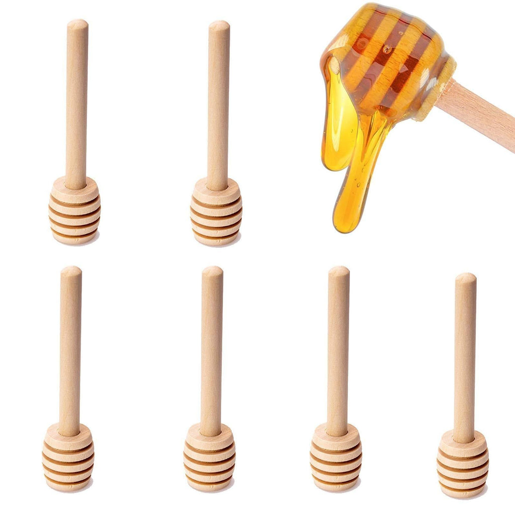  [AUSTRALIA] - GIYOMI Wooden Honey Dipper - 6PCS 3 Inch Mini Honeycomb Stick,Small Honey Stick for Honey Jar Dispense Drizzle Honey and Wedding Party Favors