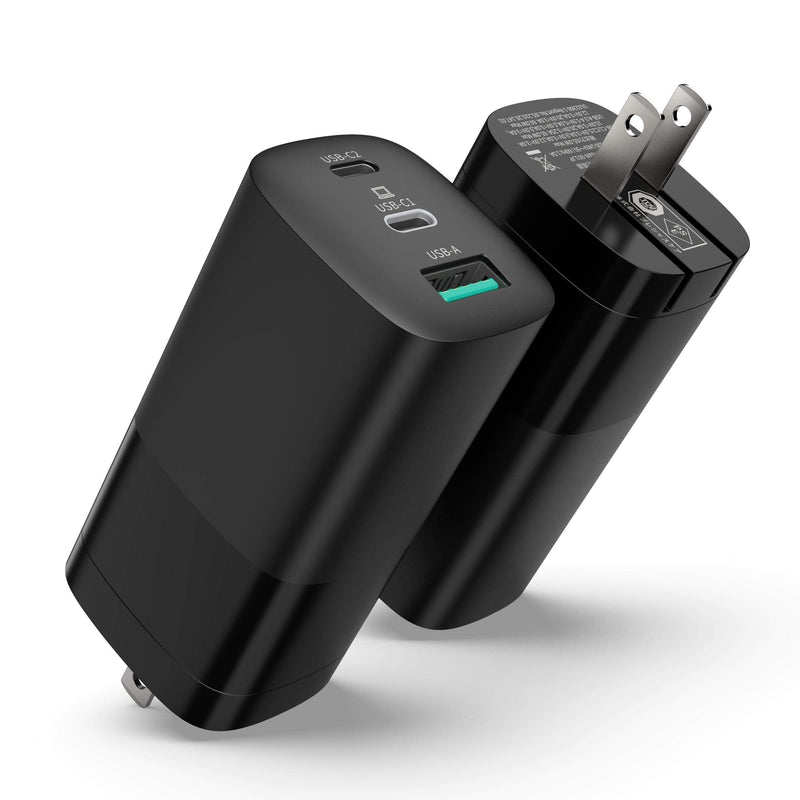  [AUSTRALIA] - Sisyphy Dual USB C Charger, [UL Listed] 65W & 45W 3 Port PD3.0 QC3.0 [GaN Tech], Wall Adapter Power PD, Compatible for iPhone 12, Galaxy S21 Note20 Ultra, Surface, MacBook, USBC Laptopsand Phones Black