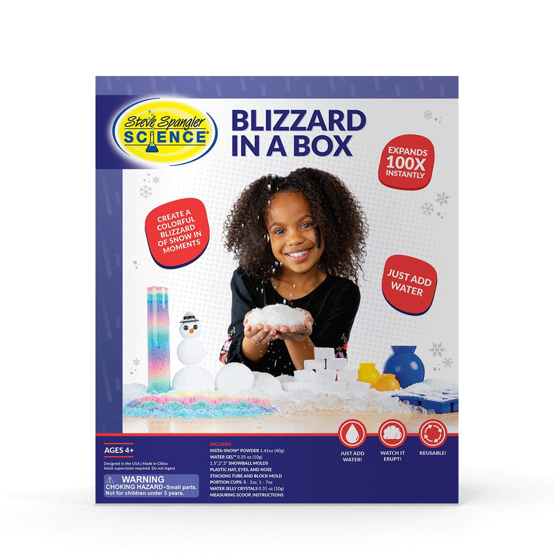  [AUSTRALIA] - Steve Spangler Science Blizzard in a Box – Fun Science Kit for Kids, Simple & Safe – Makes Realistic, Fluffy Snow in Seconds, Includes 9 Experiments, Fun STEM Activities for Classroom & Home Learning