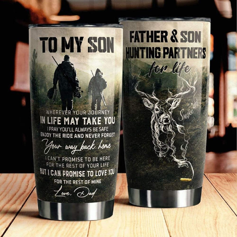  [AUSTRALIA] - Azala Home To My Son Wherever Your Journey In Life May Take You I Pray You'll Always Be Safe Father And Son Hunting Partners For Life Tumbler Coffee Mug Tea Cup White Tumbler Cup 20oz