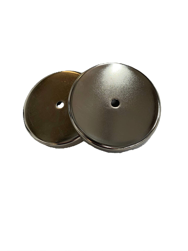 AZ Industries, Inc. RB-80 Ceramic Ferrite Chrome-Plated Round Pot, Base or Cup Magnet, 95# Pull Strength, 3.20 Diameter x 7/16” Thick with 0.280 Thru Hole, Pack of 2 - LeoForward Australia