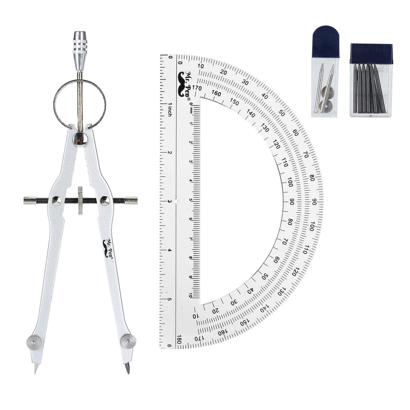 Mr. Pen- Protractor and Compass Set, Compass Protractor Set, Protractor, Compass for Geometry, Math Compass, Compass School, Math Compass and Protractor, Geometry Tools Set, Geometry Set - LeoForward Australia