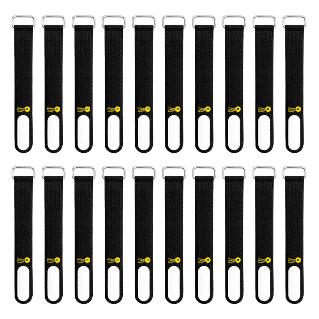  [AUSTRALIA] - Wrap-It Storage Cinch-Straps, 5-in (20-Pack) Black - Hook and Loop Strap with Write on Label for Easy Cord Identification and Cable Management 5" (20 Pack)