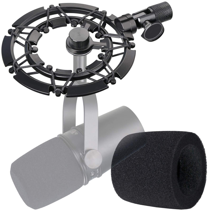  [AUSTRALIA] - MV7 Shock Mount with Pop Filter, Alloy Shockmount with Foam Windscreen Matching Mic Boom Arm Stand Compatible with Shure MV7 Mic by YOUSHARES