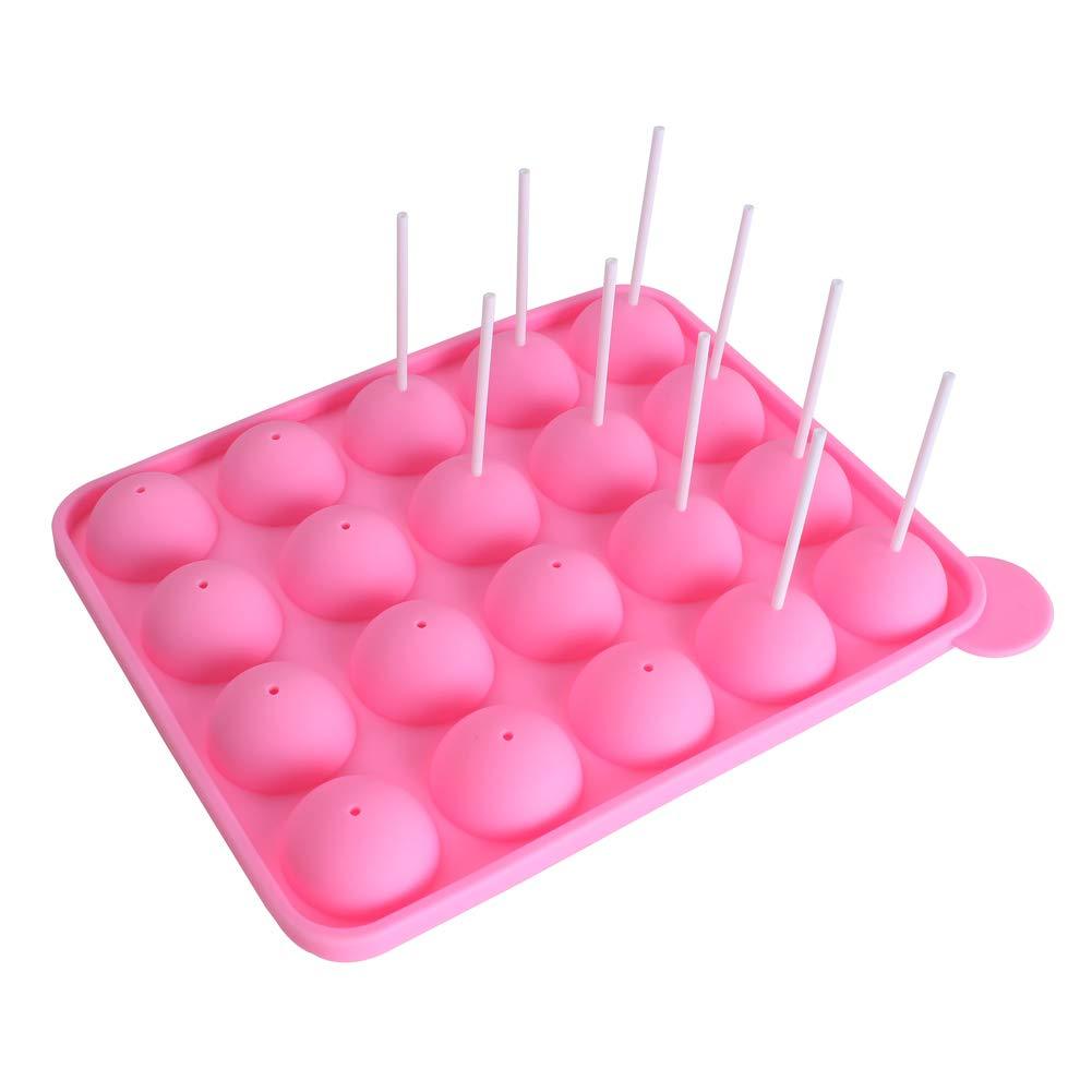  [AUSTRALIA] - Z ZICOME 20 Cavity Silicone Pink Lolly Pop Party Cupcake Baking Mold Cake Pop Stick Mold Tray