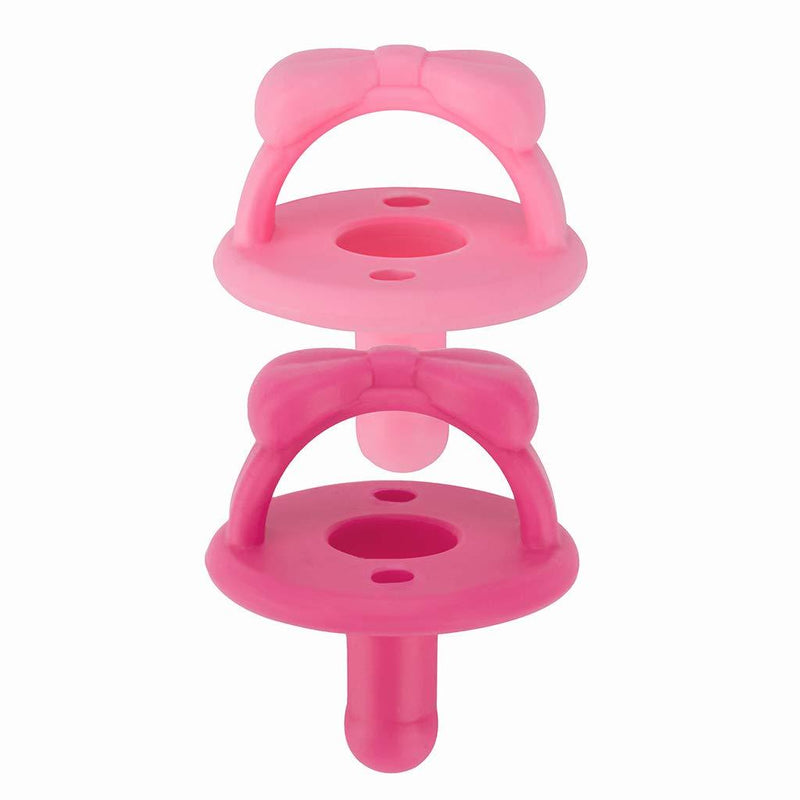 Itzy Ritzy Sweetie Soother Pacifier Set of 2 - Silicone Newborn Pacifiers with Collapsible Handle & Two Air Holes for Added Safety; Set of 2 in Cotton Candy & Watermelon, Ages Newborn & Up - LeoForward Australia