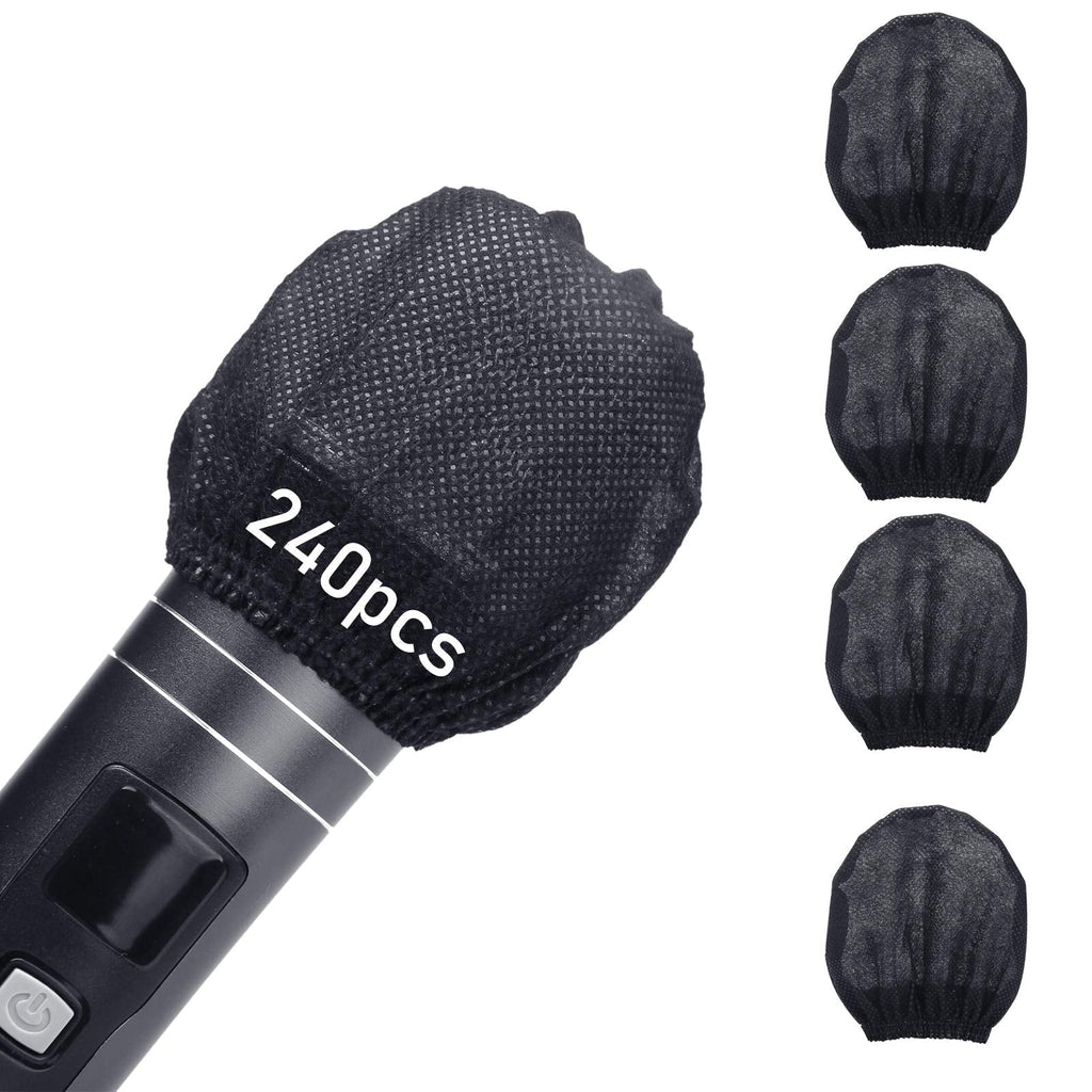  [AUSTRALIA] - 240pcs (120 pairs) Mic Covers Disposable Non-Woven, Individually Wrapped Mic Cover For Sanitary Mic Covers Disposable For Mic Microphone Windscreen & Pop Filters Black 240 pack-Black