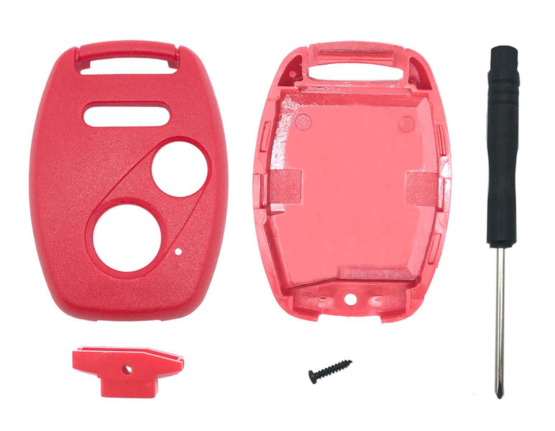 Replacement Key Fob Shell Fit for Honda Accord Crosstour Civic Odyssey CR-V CR-Z Fit 3 Buttons Keyless Entry Remote Case Car Key Housing (Red) Red - LeoForward Australia