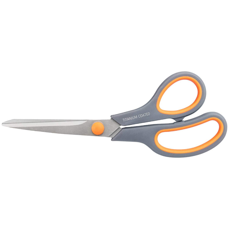  [AUSTRALIA] - Scissors 8" Multipurpose Scissors Titanium Coated Sturdy Sharp Scissors Right/Left Handed Comfort-Grip Handles for Office Home School Sewing Fabric Craft Supplies Gray