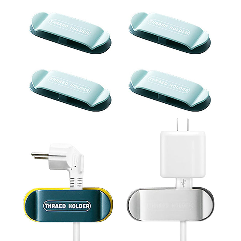  [AUSTRALIA] - 4PCS Plug Holder Traceless Hook Self Adhesive Cord Holders Wire Fixer Wire Storage Device for Organizing Cable Cords Home and Office (Light Blue) Light Blue