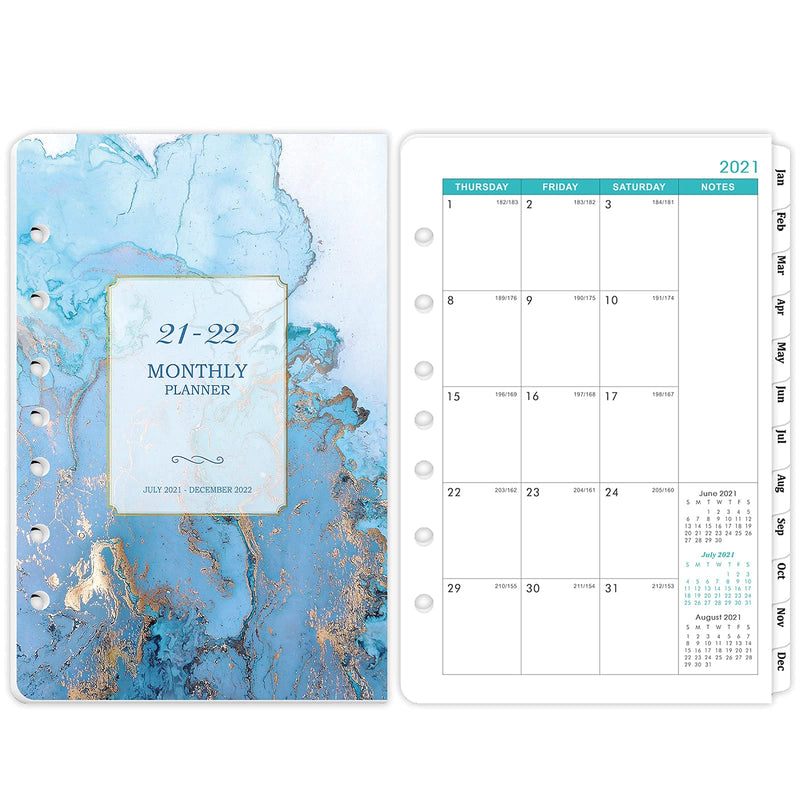  [AUSTRALIA] - 2022 Monthly Planner Refill - 7-Hole Punched Paper, A5 Planner Inserts, 18-Month Planner Refills with Tabs, 5-1/2" x 8-1/2", Jan. 2022 - Dec.2022, Two Pages Per Month