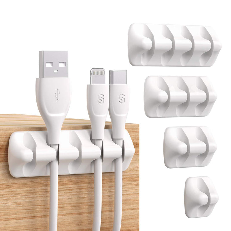 Syncwire Cable Clips, Cord Organizer Cable Management Self Adhesive USB Cable Holder System for Organizing Cable Cords, Ideal for Home, Office, Car, Nightstand, Desk Accessories, 5 Pack (White) White - LeoForward Australia