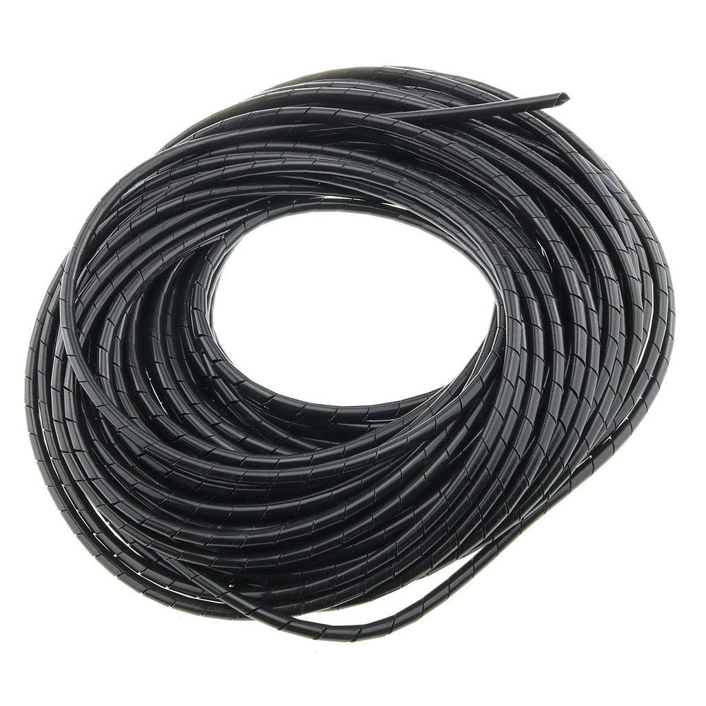  [AUSTRALIA] - E-outstanding Spiral Cable Wrap 4mm 25m Spiral Wire Organizer Wrap Tube Cable Casing Cable Sleeves Winding Pipe, Black
