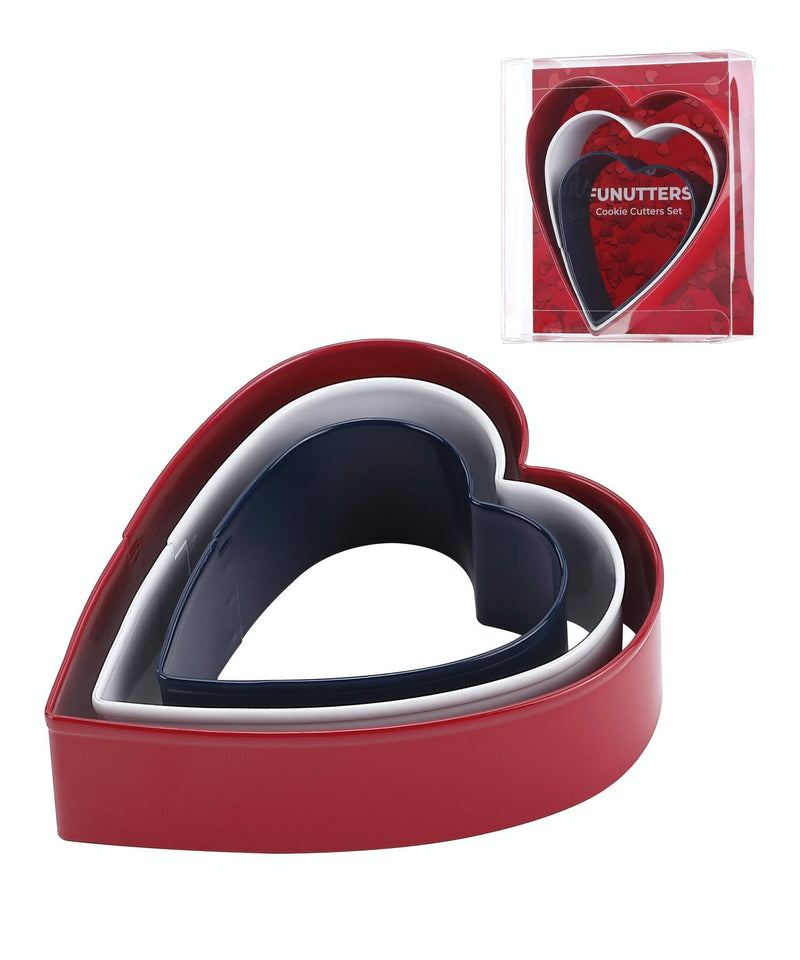 Heart Cookie Cutter Set, 3 Pc. Kit, Bake Chocolate Chip, Shortbread, Sugar, and Christmas Cookies, Fun Holiday Heart Shaped Valentine Cookie Cutters, Small, Medium, And Large - LeoForward Australia