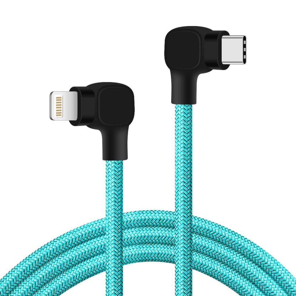 USB C to Lightning Cable 6ft [Apple MFi Certified] Fast Charging 90 Degree iPhone Charger to Type C Cable Compatible with iPhone 12 Pro Max/11Pro/XS/XR/X/8 Plus (Green) Green - LeoForward Australia