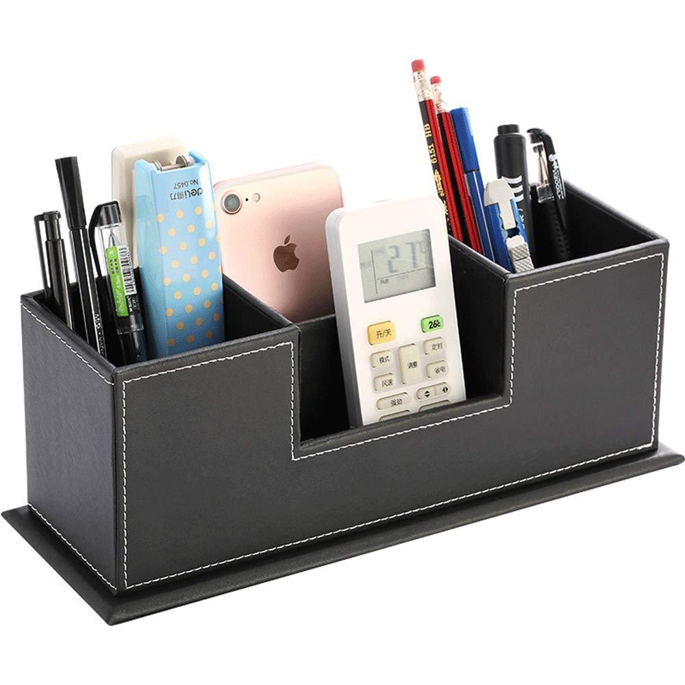 Leather Pencil Holders and Organizers for Desk Accessories & Workspace Organizers,Desk Supply Organizer for Pen/Business Name Cards,Desk Supplies Holders for Office & School (Black) Black - LeoForward Australia