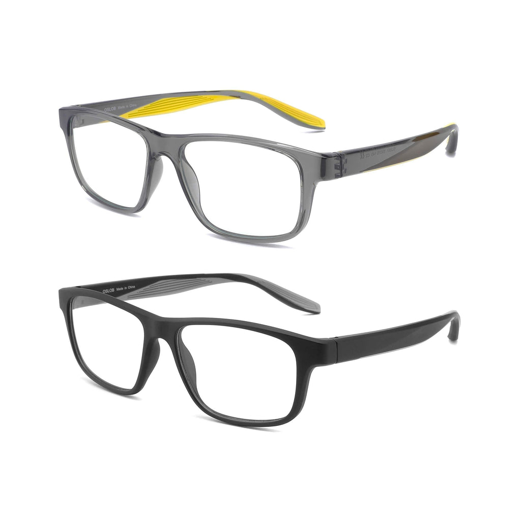  [AUSTRALIA] - 2 Pack Blue Light Blocking Glasses for Men TR90 Frame TV Phone Computer Gaming Eyeglasses Anti Glare Eye Strain UV400 Protection Grey and Black Grey With Yellow and Black