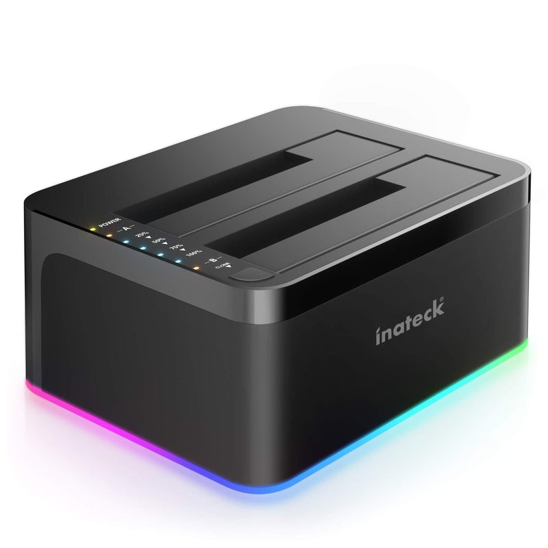 Inateck RGB SATA to USB 3.0 Hard Drive Docking Station with Offline Clone, for 2.5 and 3.5 Inch HDDs and SSDs, UASP Supported, Black SA02003 - LeoForward Australia