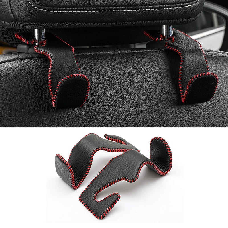 LivTee Black & Red Superior Leather Car Back Seat Headrest Hooks - LeoForward Australia