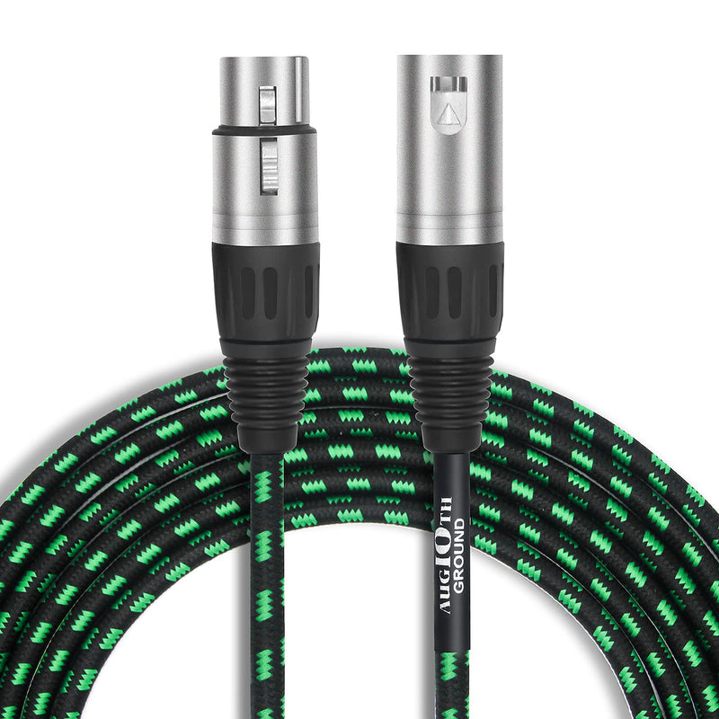  [AUSTRALIA] - AUGIOTH XLR Cable 10 ft, Microphone Cable, XLR Male to Female Balanced Microphone Cord 3 pin, Mic Cord, XLR Male to Female Green 10ft