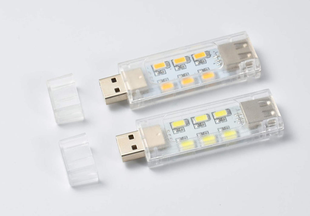 Meiyangjx USB Led Lamp Camping Night Light, Mini Portable Keychain Lights for Power Bank PC Laptop (2 Pack-Warm&White) White - LeoForward Australia