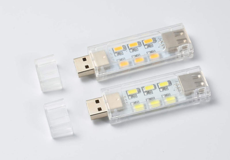 Meiyangjx USB Led Lamp Camping Night Light, Mini Portable Keychain Lights for Power Bank PC Laptop (2 Pack-Warm&White) White - LeoForward Australia