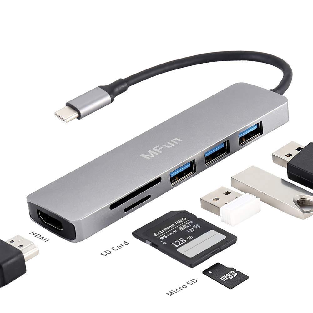  [AUSTRALIA] - USB C Hub,MFun 6 in 1 USB C to HDMI Adapter with USB 3.0 Port,SD/Micro SD Card Reader,4K HDMI Compatible for MacBook Pro Air USB C Laptops and Other Type C Devices