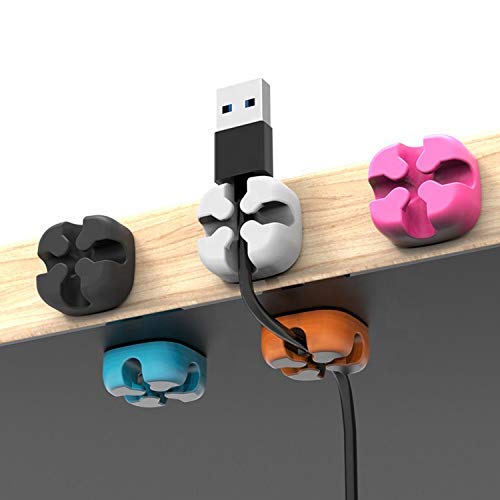  [AUSTRALIA] - Cable Orgaziner - Cord Organizer - Desk Cord Holder - Cable Management Clips - Cross Shaped 5 pcs, Clutter Aide