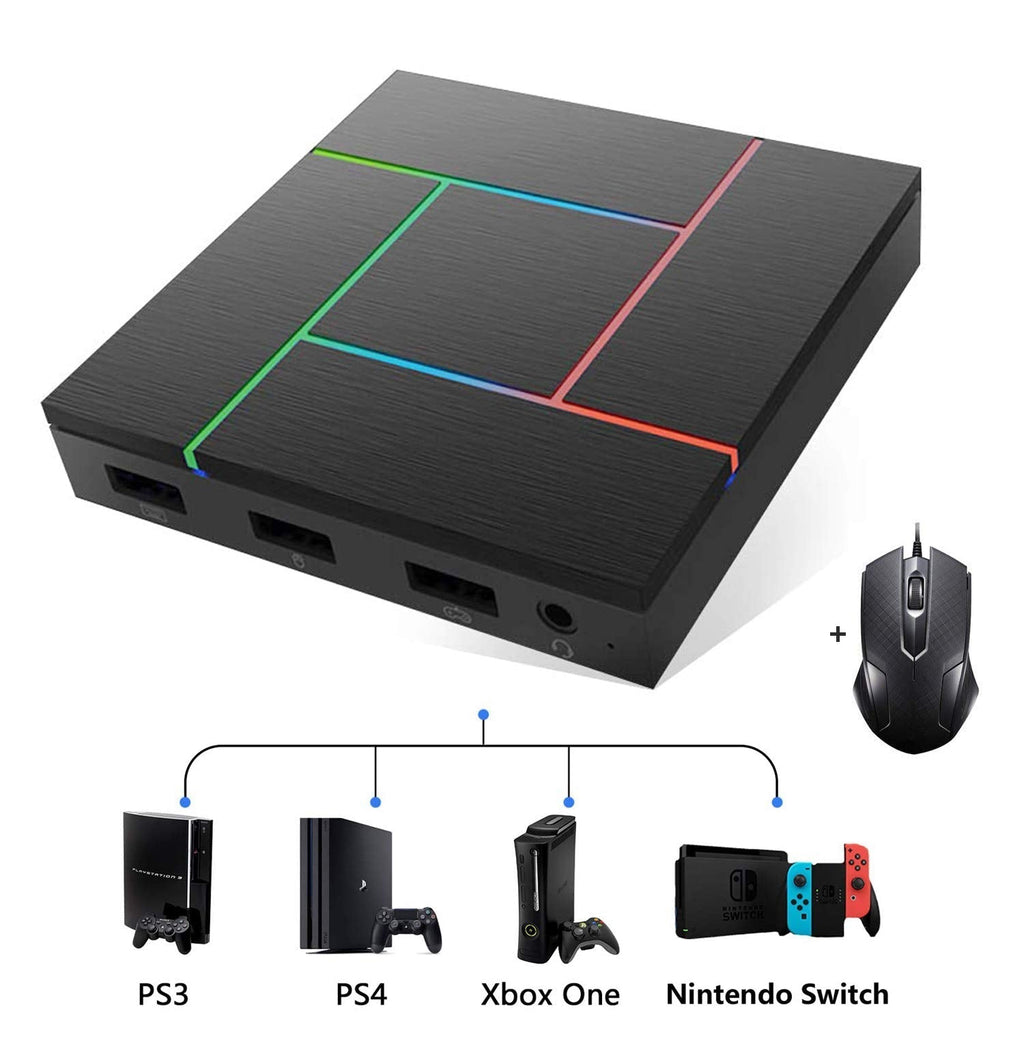  [AUSTRALIA] - PXN K5 Pro Keyboard Mouse Converter Adapter Box Compatible with PS3, PS4, XBOX One, N-Switch FPS Shooting Games, Keyboard Mapping, Plug and Play