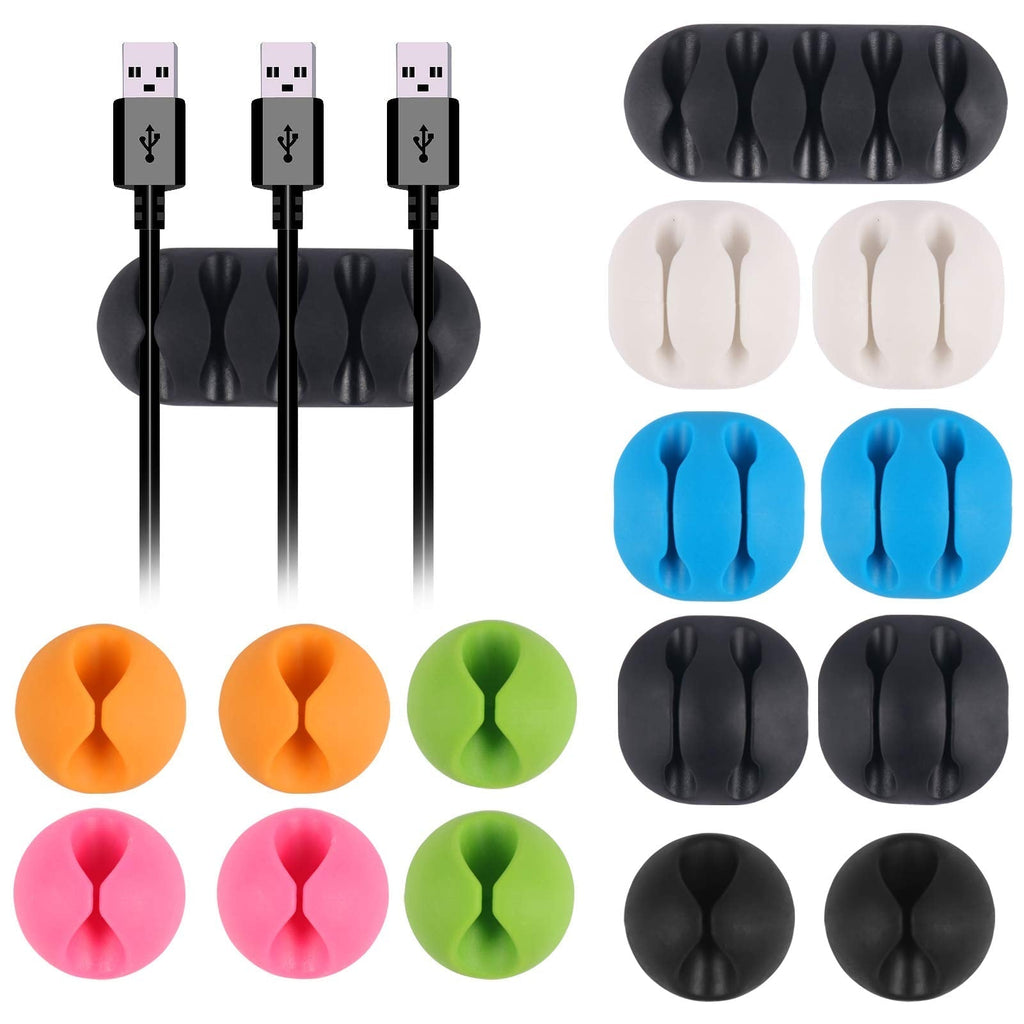  [AUSTRALIA] - Cable Clips Colorful, Self Adhesive Cable Drop 16 Pack Desk Wire Clips for All Your Computer, Electrical, Charging or Mouse Cord