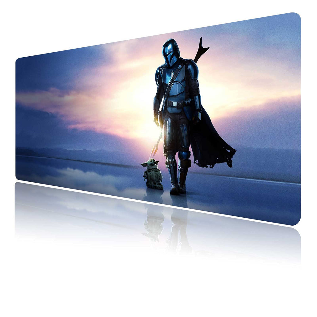  [AUSTRALIA] - Mouse Pad XXL,Extra Large Gaming Mousepad Laptop Desk Mat,Non-Slip Rubber Base,Stitched Edges,Smooth Fabric Design,Computer Keyboard & Mice Combo Pads for Office Home Game 35.4x15.7 90x40 MandaBabyyoda