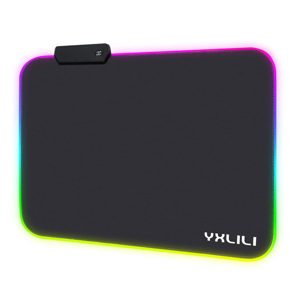 YXLILI RGB Mouse Pad, Led Gaming Mouse Pads 13.8" X 9.8" with 12 Lighting Modes, Anti-Slip Rubber Base Mousepads Water Resistant Mouse Mat for Wireless Computer Mouse for Office Home Gaming Working Medium - LeoForward Australia