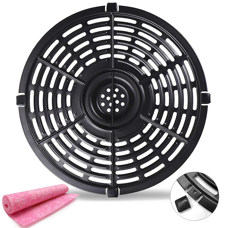  [AUSTRALIA] - Air Fryer Replacement Parts, Round Grill Plate Crisper Plate for 3.7 QT Non-Stick Coating Air Fryer Accessories Air Fryer Rack Compatible with Gowise Chefman Dash Power, Dishwasher Safe 3.7QT(Black)